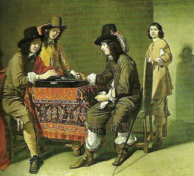 Mathieu le Nain tric-tric players, c. oil painting image